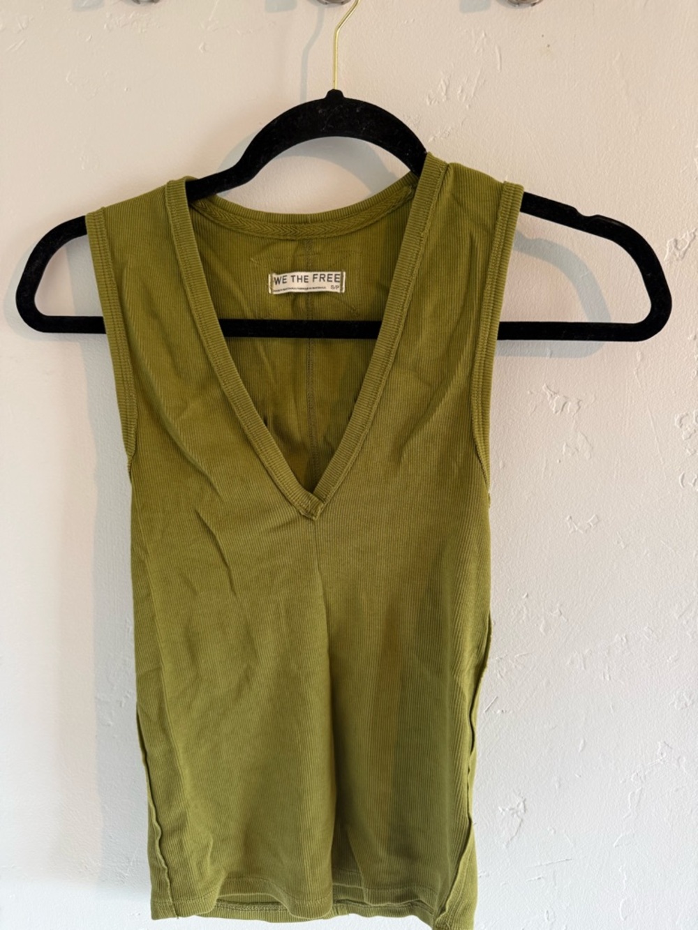 We The Free Olive V-Neck Ribbed Tank